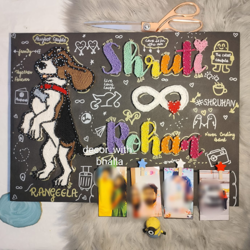 Pet Lover-Couple name plate with pet portrait