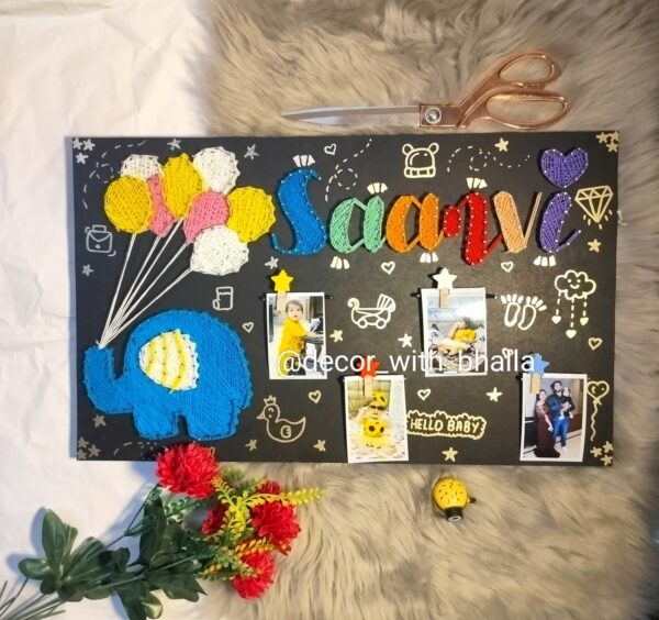 Elephant on the way- birthday string art