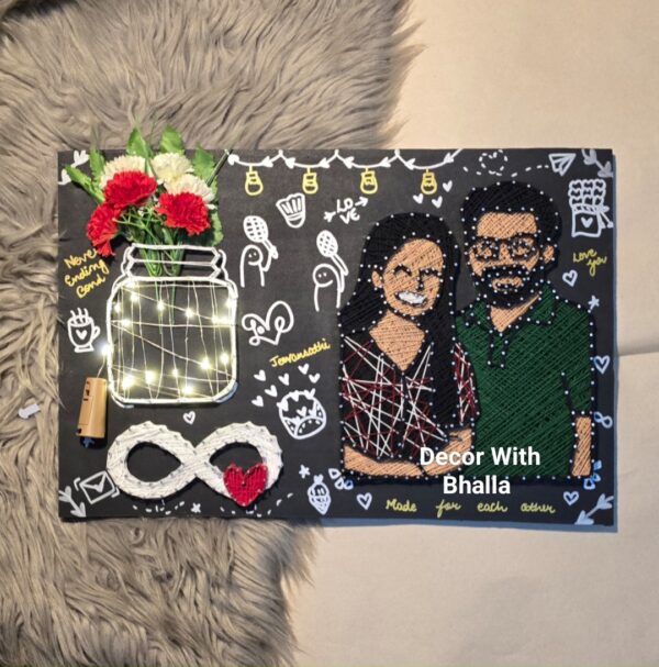 Brighten up portrait with infinite love string art