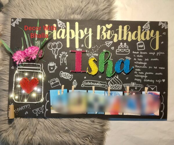 Glowing golden birthday string art