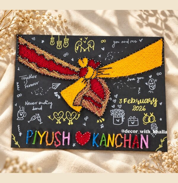 A lifetime wedding knot: Gathbandhan string art