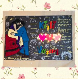 Glowing heart couple string art- customised portrait & name