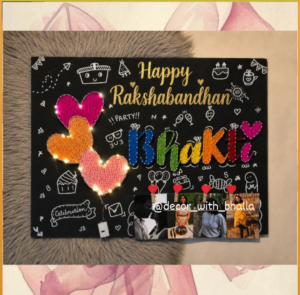 Glowing heart Rakhi string art